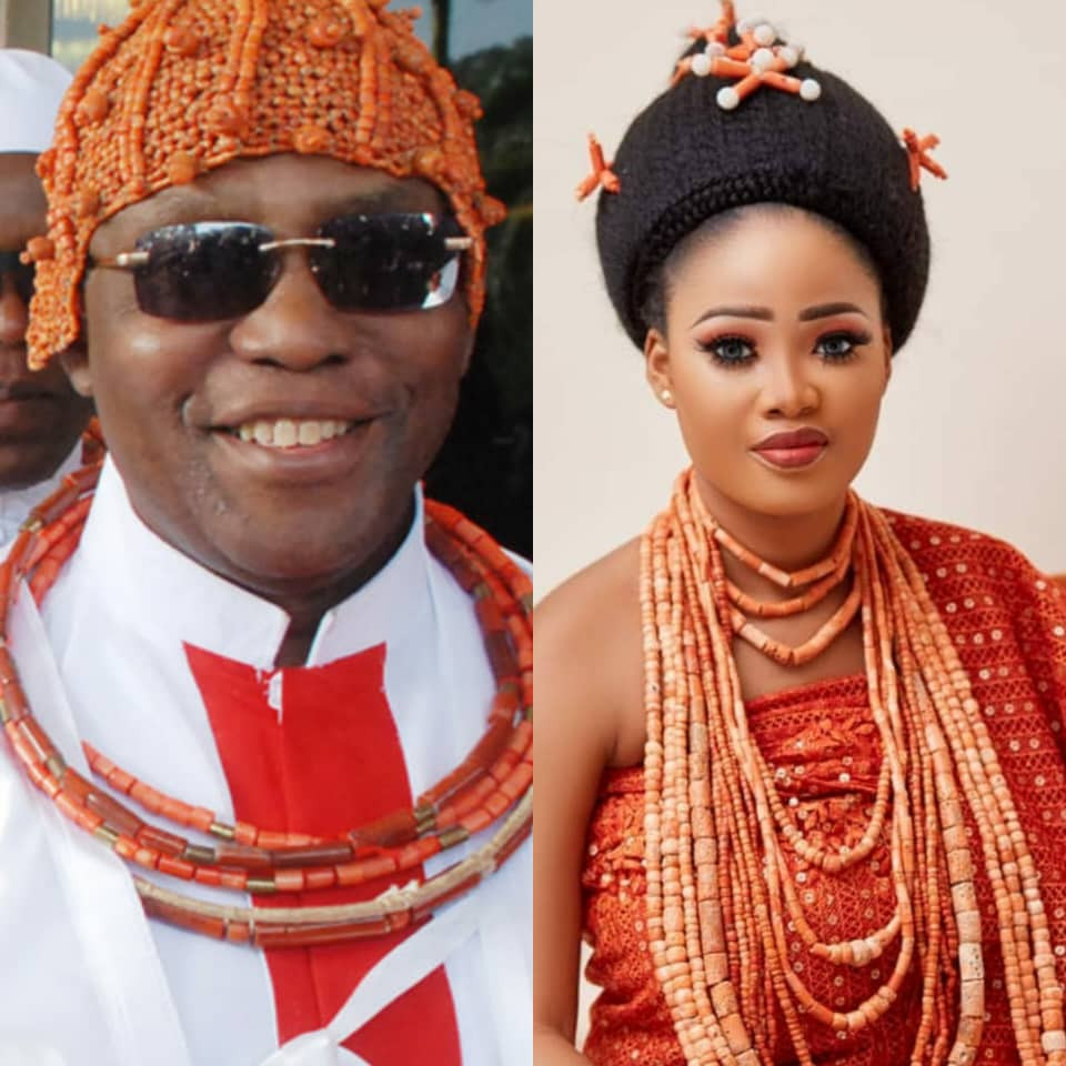 Oba of Benin and one of his wives, Queen Owamagbe, welcome baby girl