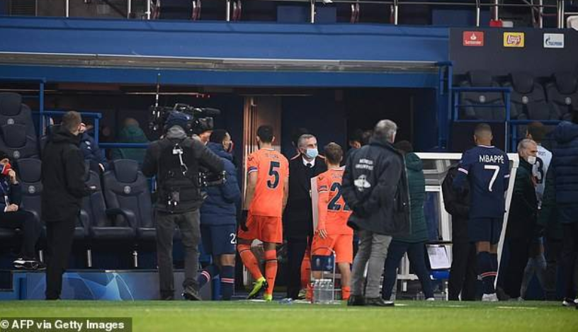 PSG and Istanbul Basaksehir players walk off during Champions League clash amid allegations of racism towards Turkish side