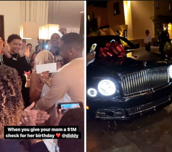 Diddy gives his mom a brand new Bentley and million during her lavish 80th birthday party (video)