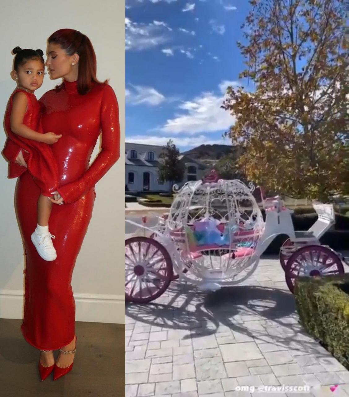 Travis Scott gifts Stormi a Cinderella carriage filled with dresses for Christmas (video)