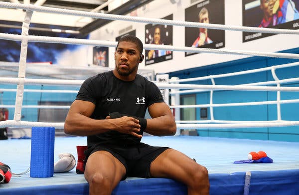 Anthony Joshua at a training session in Sheffield, England, this month.