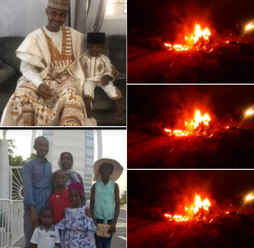 Nigerian man, wife and four children burnt to death in a fatal accident (photos)