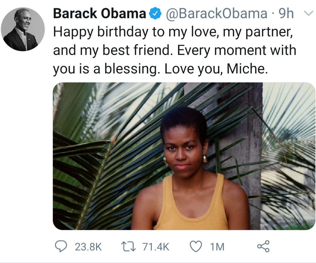 "Every moment with you is a blessing, my best friend" Barack Obama celebrates wife Michelle Obama as she turns 57