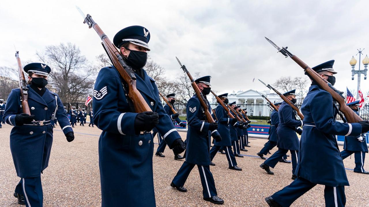 Military troops rehearse ahead of Joe Biden