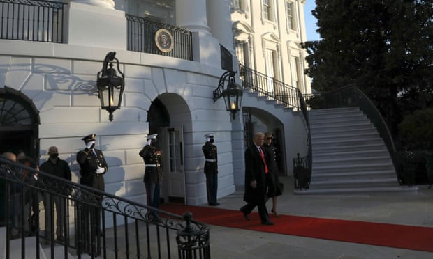 Donald Trump departs White House for the last time as US president (video)
