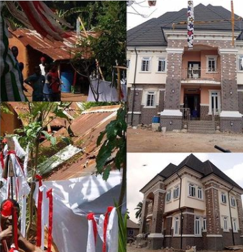 Nigerian native doctor shows off the mansion he built after answering the 