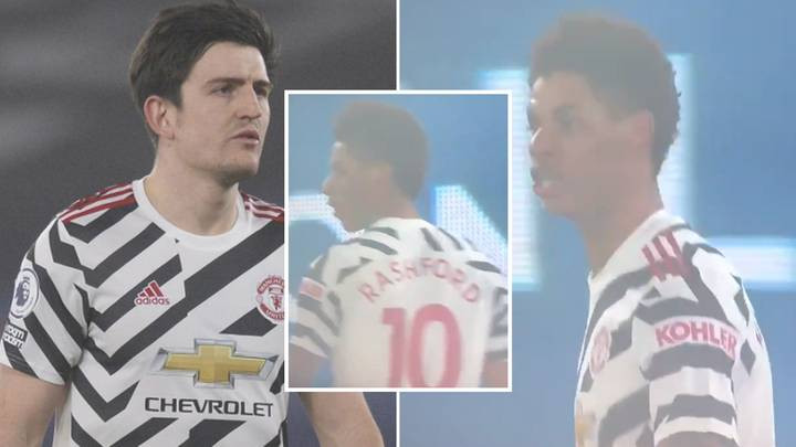  Manchester United striker, Marcus Rashford clashes with teammate Harry Maguire on the pitch during goalless draw with Crystal Palace (video)