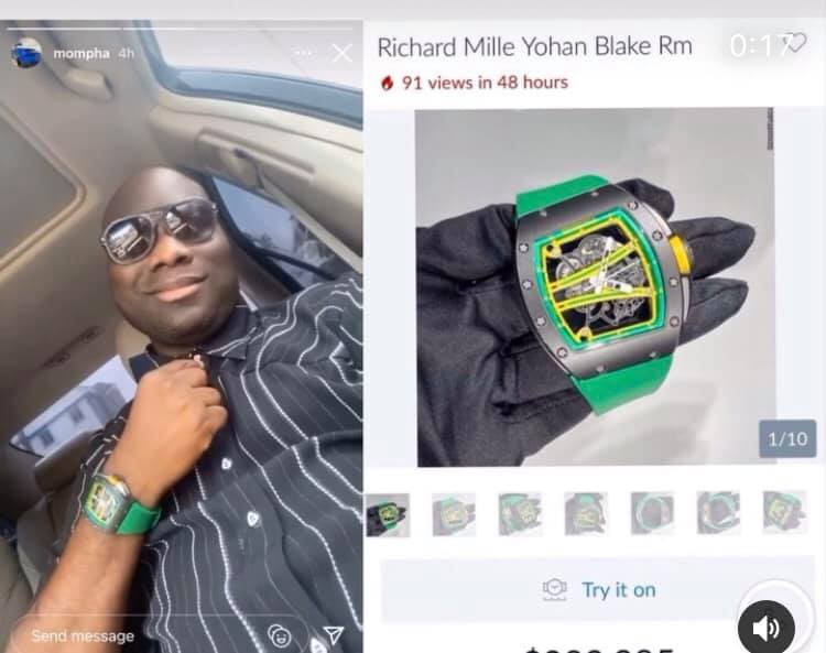 Mompha shows off his N118m Richard Mille wristwatch (video)