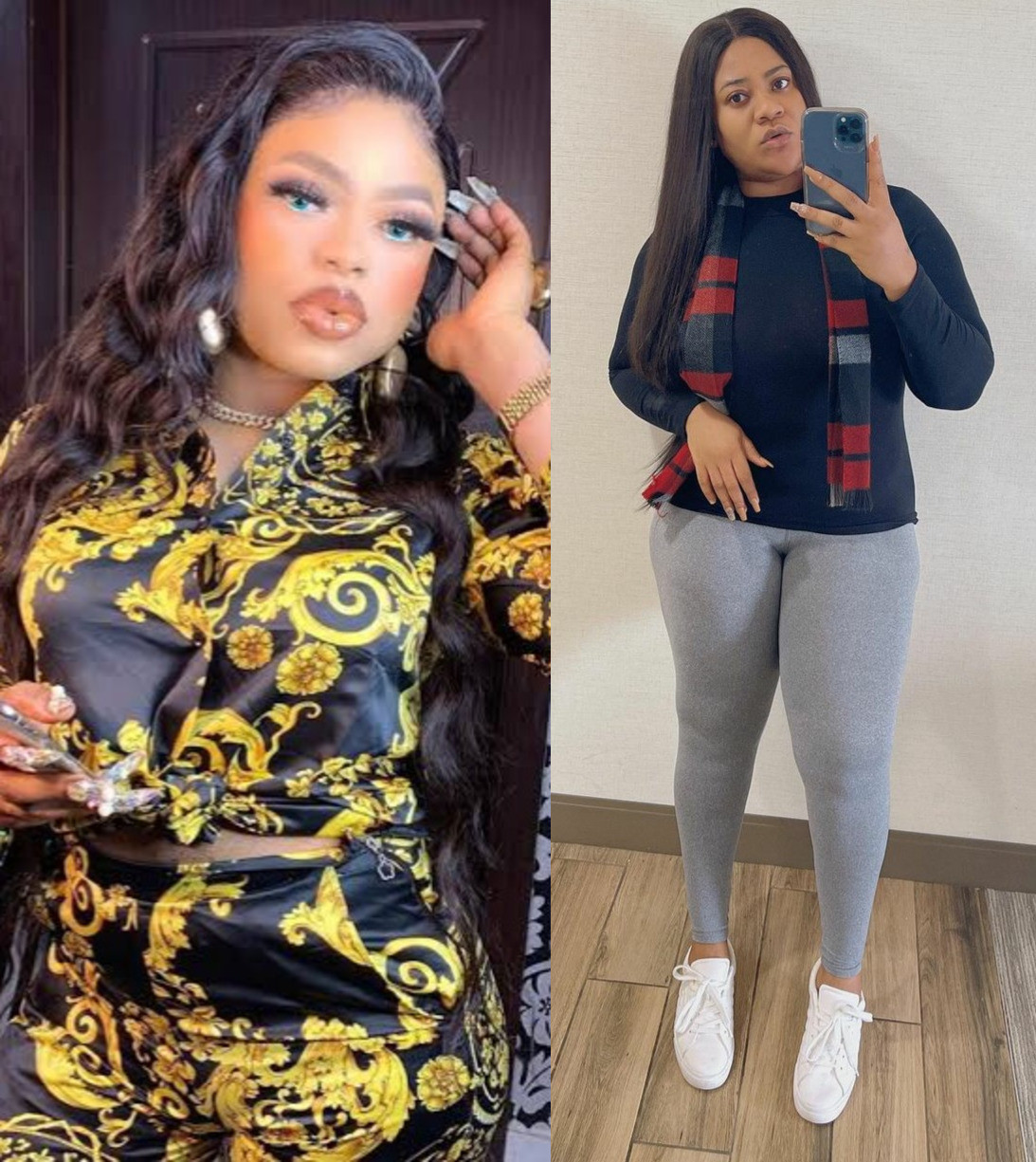 Actress Nkechi Blessing Sunday and cross-dresser Bobrisky reconcile weeks after they fought dirty on social media 