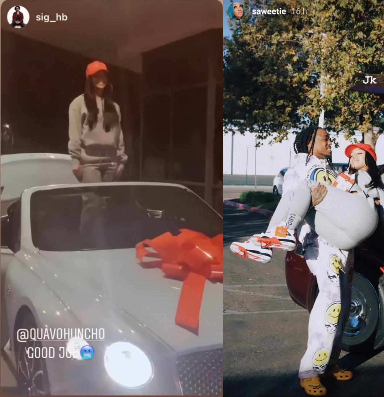 Quavo allegedly takes back the 2021 Bentley convertible he gifted Saweetie for Christmas after she broke up with him