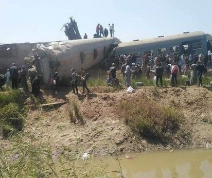 Two trains crash killing at least 32 and injuring over 66 in Egypt