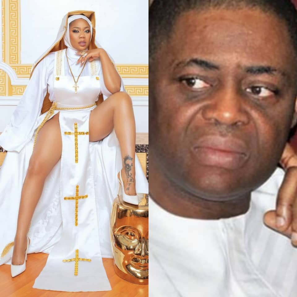 This is anti-christ and Ghetto Rubbish - FFK slams fashion designer, Toyin Lawani, over her racy nun outfit