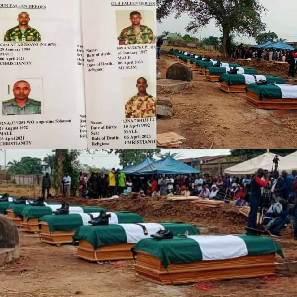 Twelve military officers killed by bandits in Benue laid to rest (photos)
