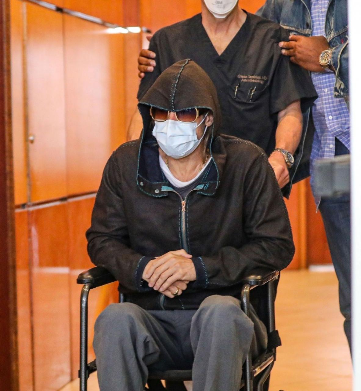 Actor, Brad Pitt leaves medical centre in a wheel chair (photos)