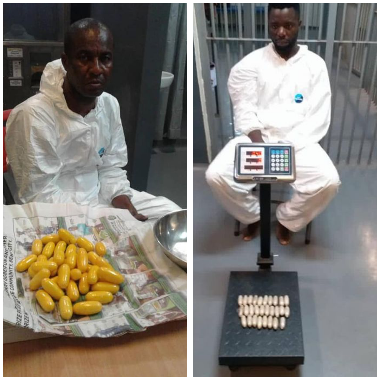 Two drug traffickers excrete 191 pellets of cocaine, heroin at Lagos Airport 