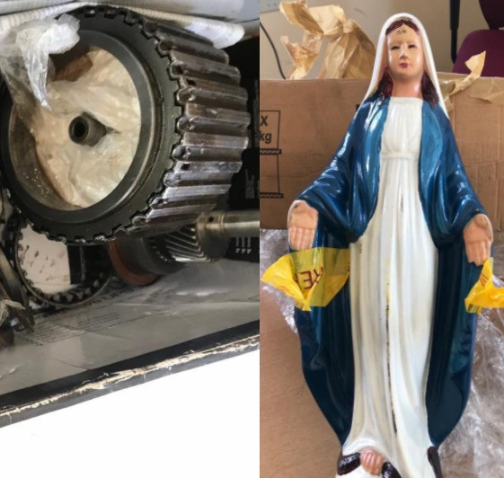 NDLEA intercepts drugs concealed in statue of Mary and auto spare parts (photos)