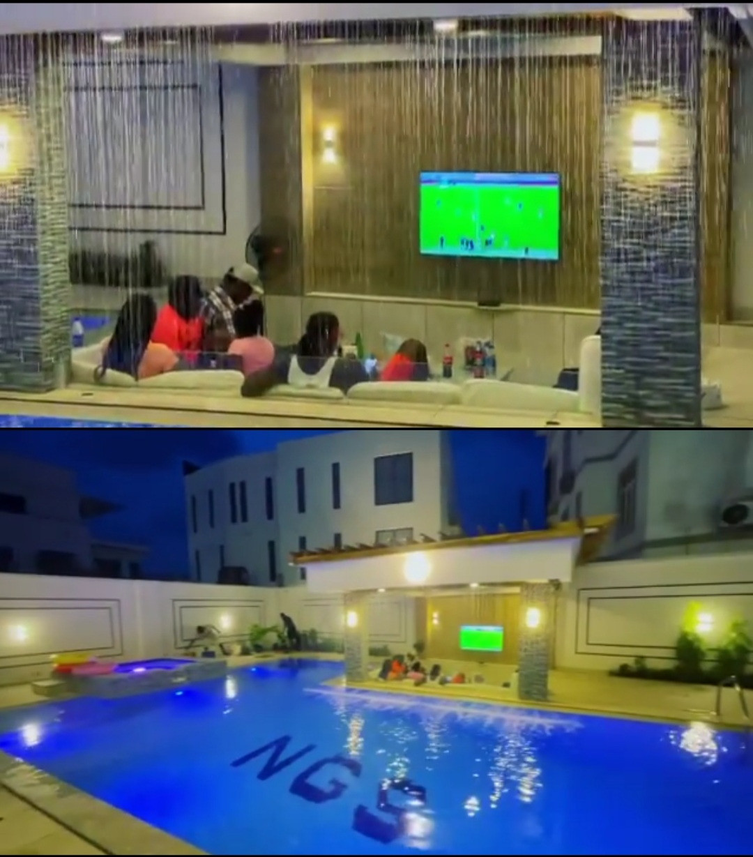 Jude Okoye shows off his massive pool with a side pool for the kids and a lounge area (video)