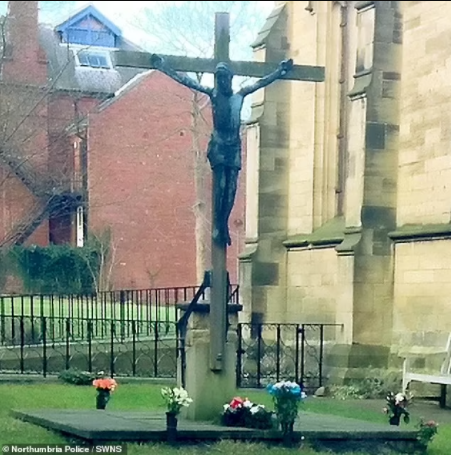 Thieves steal 6ft bronze crucifix worth ?20,000 from church garden of remembrance for the dead