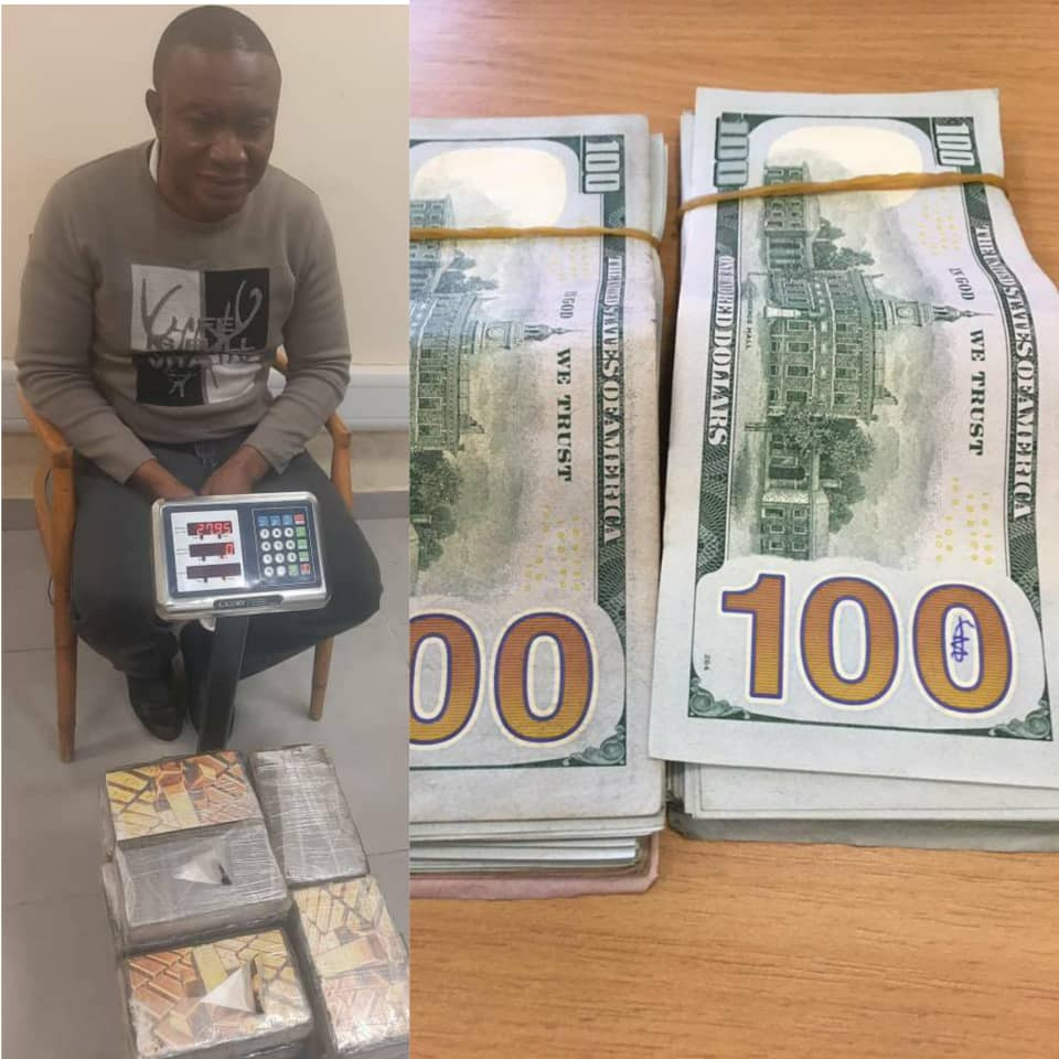 NDLEA intercepts N8billion cocaine, arrests Brazilian based drug kingpin at Lagos airport and seizes ,500 offered as bribe to compromise investigation (photos)
