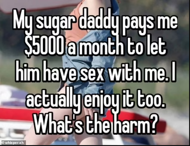 "My sugar daddy pays me 00 a month to have sex with me