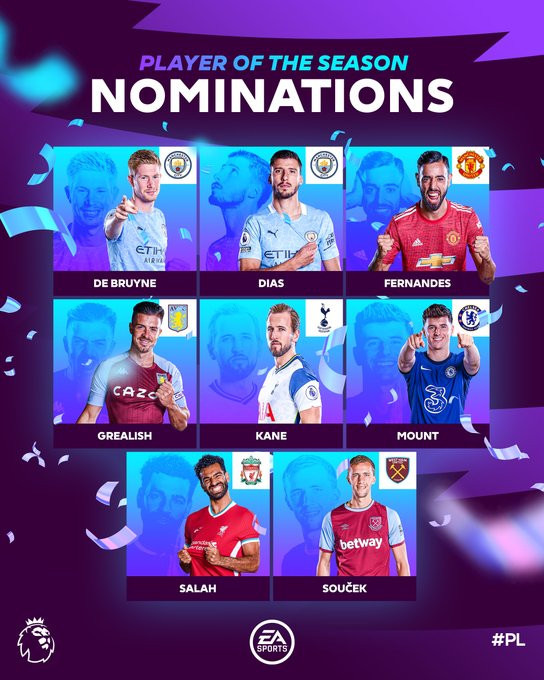 Fernandes, Salah, Kane, Ruben Dias shortlisted for Premier League Player of the Year Award?