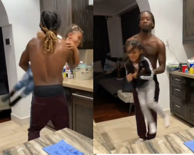  Adorable video of Offset playing with his children on Father