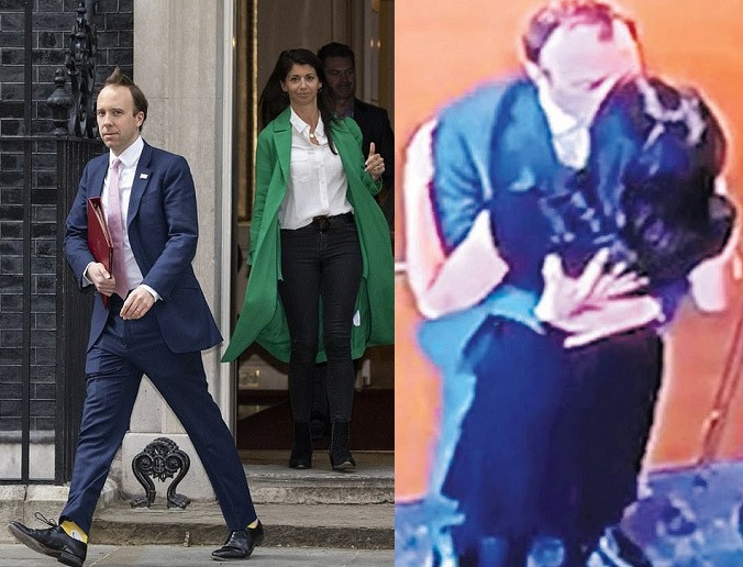 UK Health Secretary, Matt Hancock resigns after he was caught locking lips with an aide (Photos)