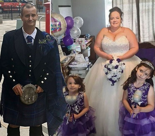 Groom with terminal cancer collapses and dies at the altar as his bride walks down the aisle with their son
