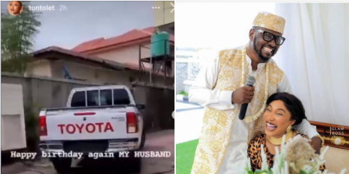 Tonto Dikeh?s man, Prince Kpokpogri takes delivery of car she bought him on his birthday (video)
