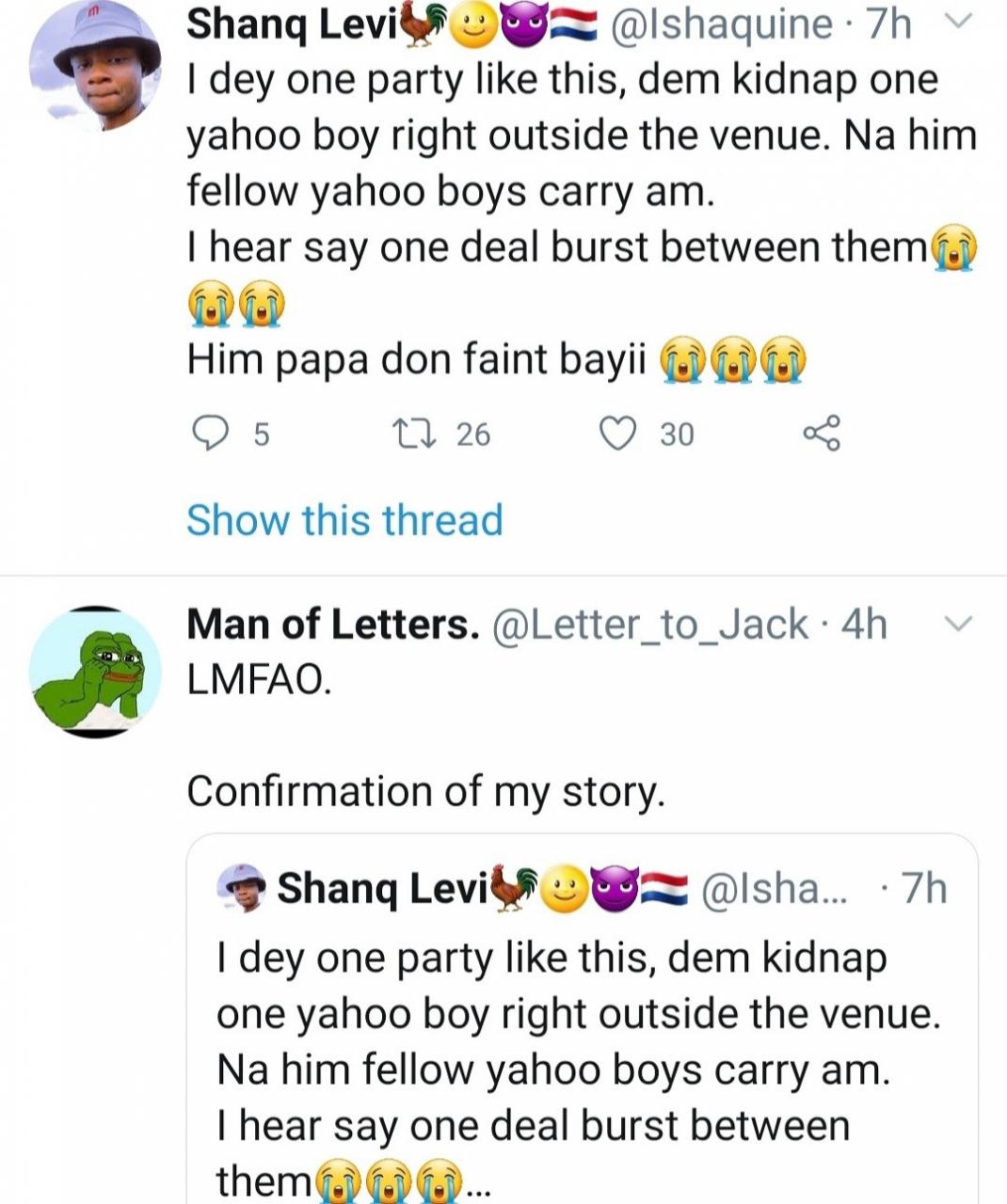 Yahoo boys allegedly kidnap groom from his wedding venue for stealing from them