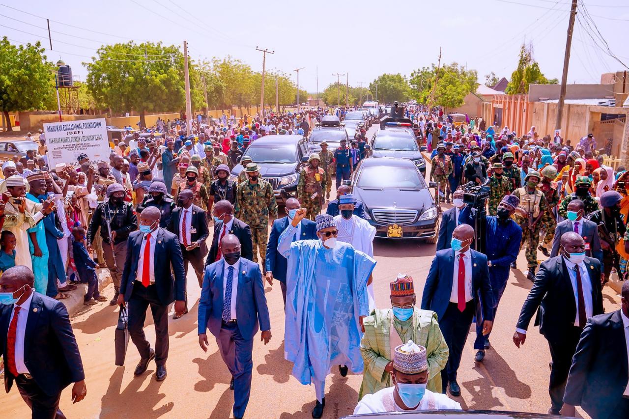 Eid Mubarak: Daura residents file out to greet President Buhari (photos/Video)