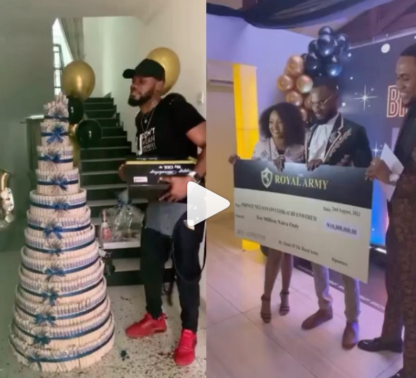 Fans of former Big Brother Naija housemate Prince present a N10m cheque to him on his birthday