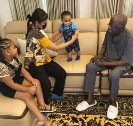 Lovely photo of Bola Tinubu with his grandchildren in London