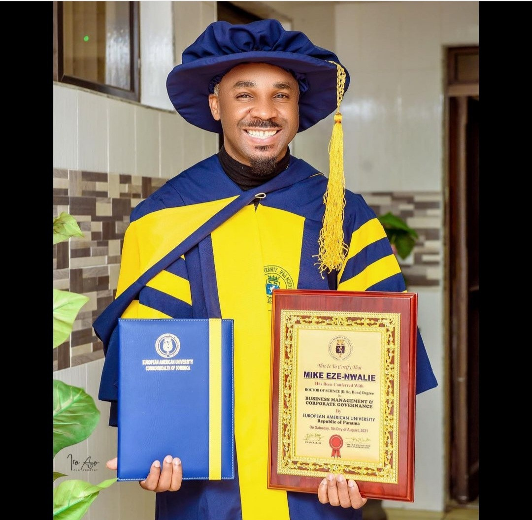 Socialite,  Pretty Mike bags PhD in Business Management 