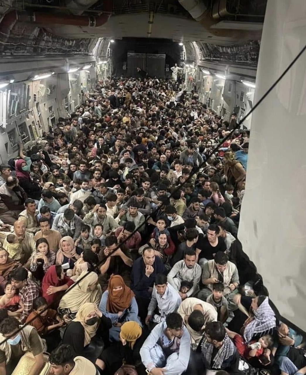 See photo showing inside a US military aircraft evacuating Afghans from Kabul to Qatar 