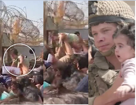 Afghan mums throw their babies over barbed wire fences and beg British soldiers to take them to safety