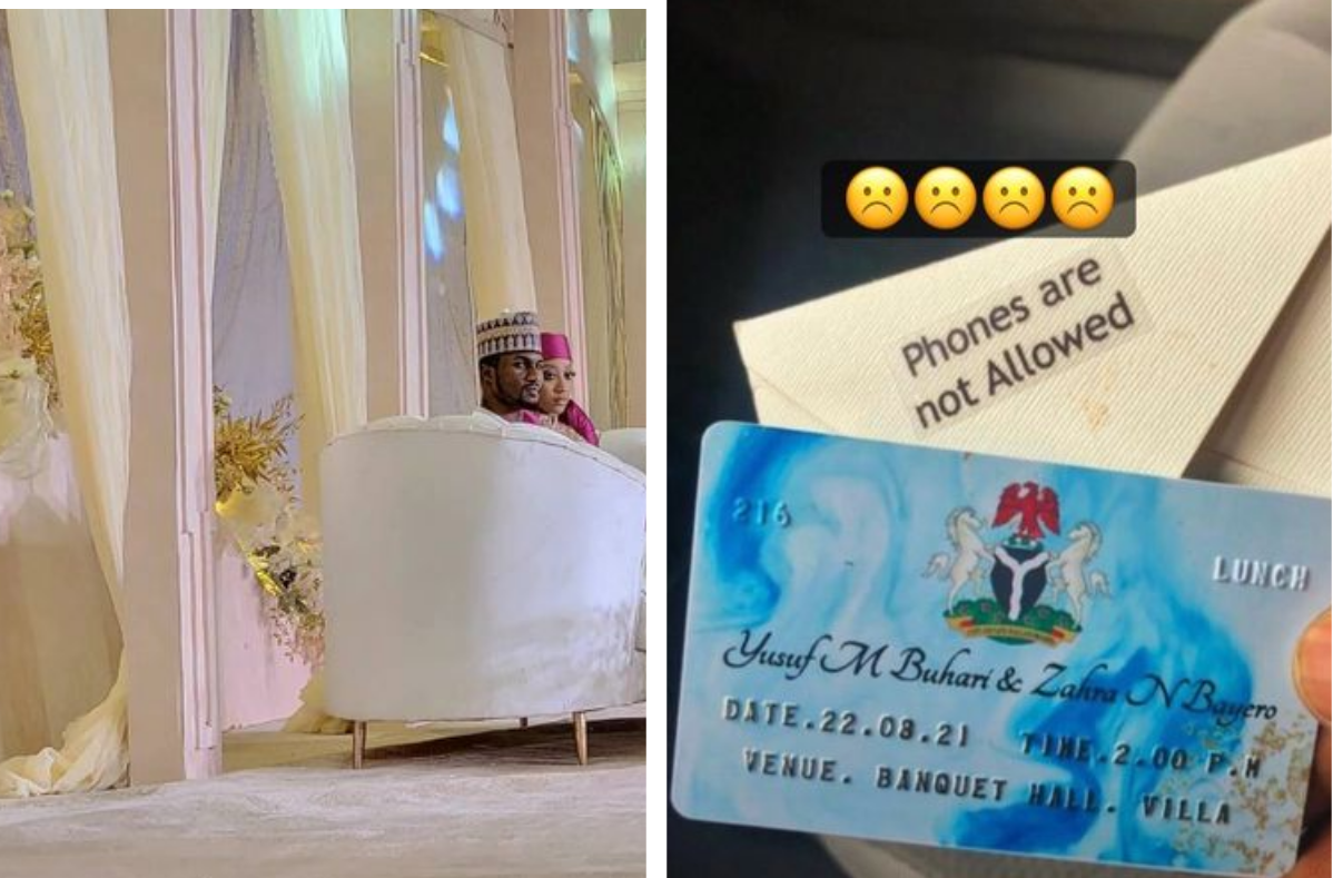 "Phones are not allowed" written on invites to Yusuf and Zahra Buhari