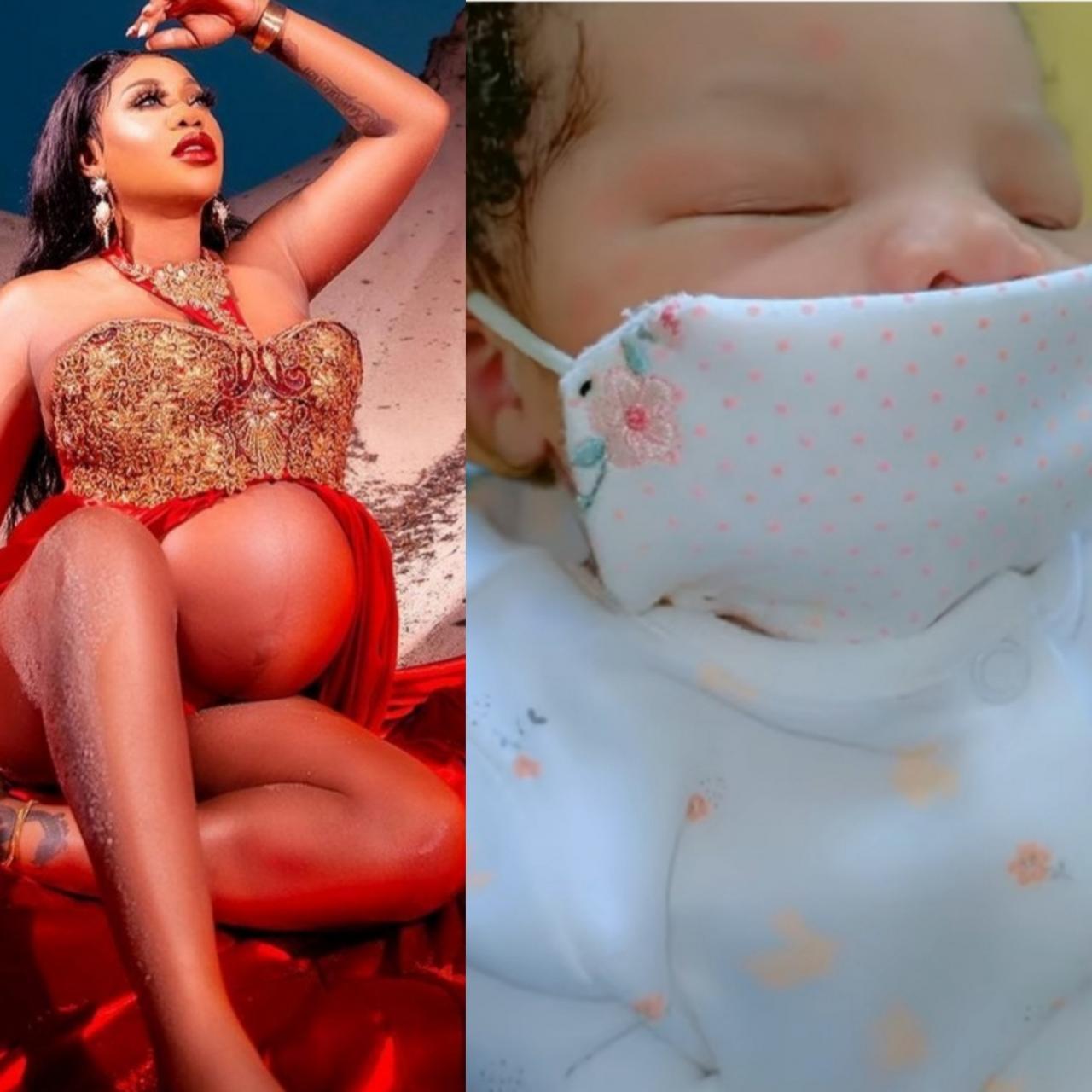 Toyin Lawani shares first full look at her newborn daughter