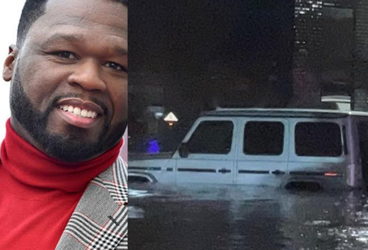 "Is the world coming to an end?" 50 Cent shares photos of his G-wagon submerged in water after flood overwhelms New York