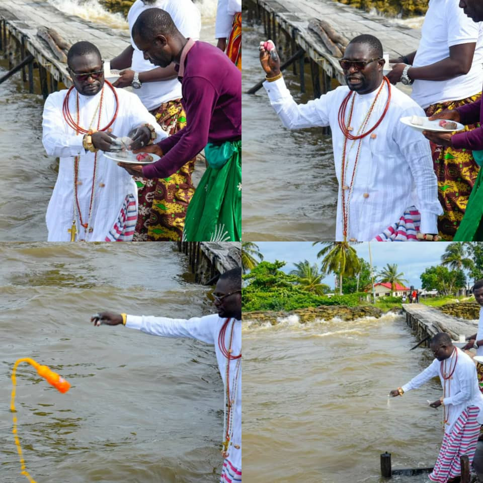 Billionaire businessman, Ayiri Emami, pays homage to the gods days after new Olu of Warri displaced him as Prime Minister of Warri kingdom