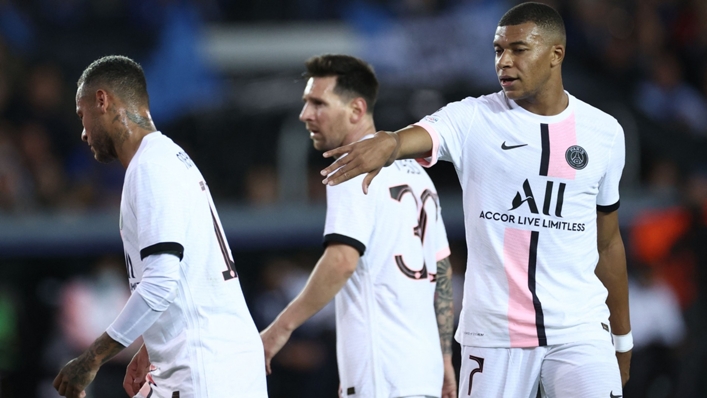 Neymar, Lionel Messi and Kylian Mbappe all started for the first time when PSG failed to beat Club Brugge
