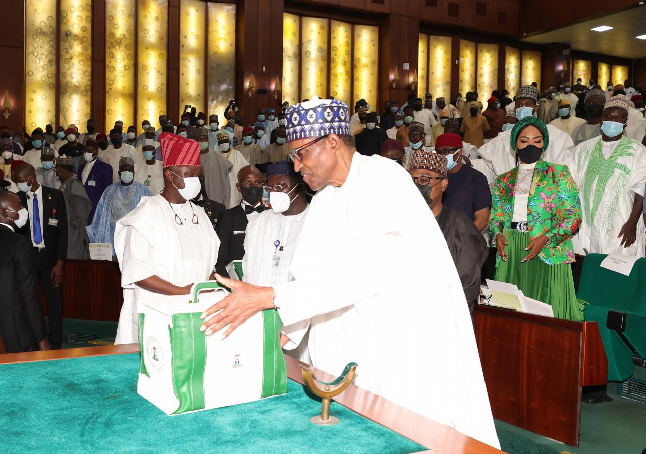 Photos from the presentation of the 2022 budget to a joint session of the National  Assembly by President Buhari