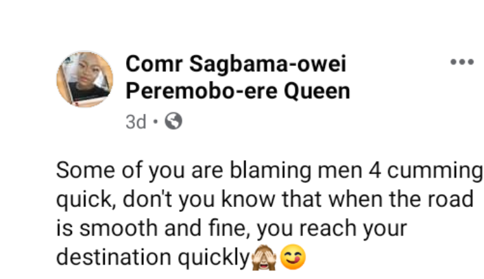 "When the road is smooth and fine you reach your destination quickly" - Nigerian lady addresses women blaming men for