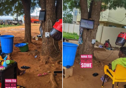 Trending photos of lady who runs her salon business from under a tree