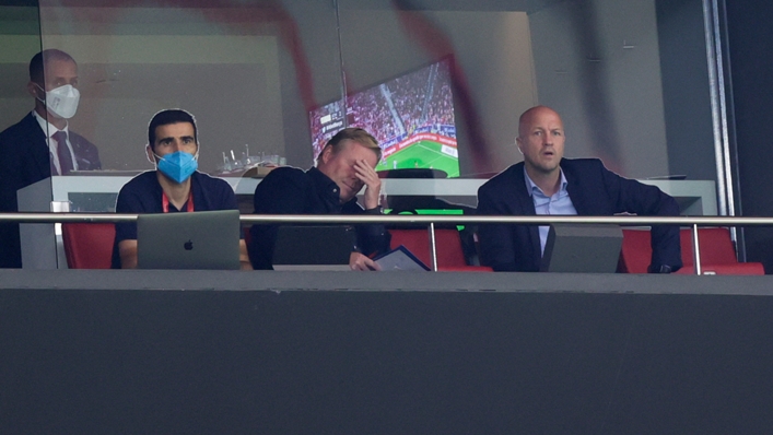 Ronald Koeman watched on from the stands against Atletico Madrid