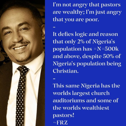I am not angry that pastors are wealthy - DaddyFreeze
