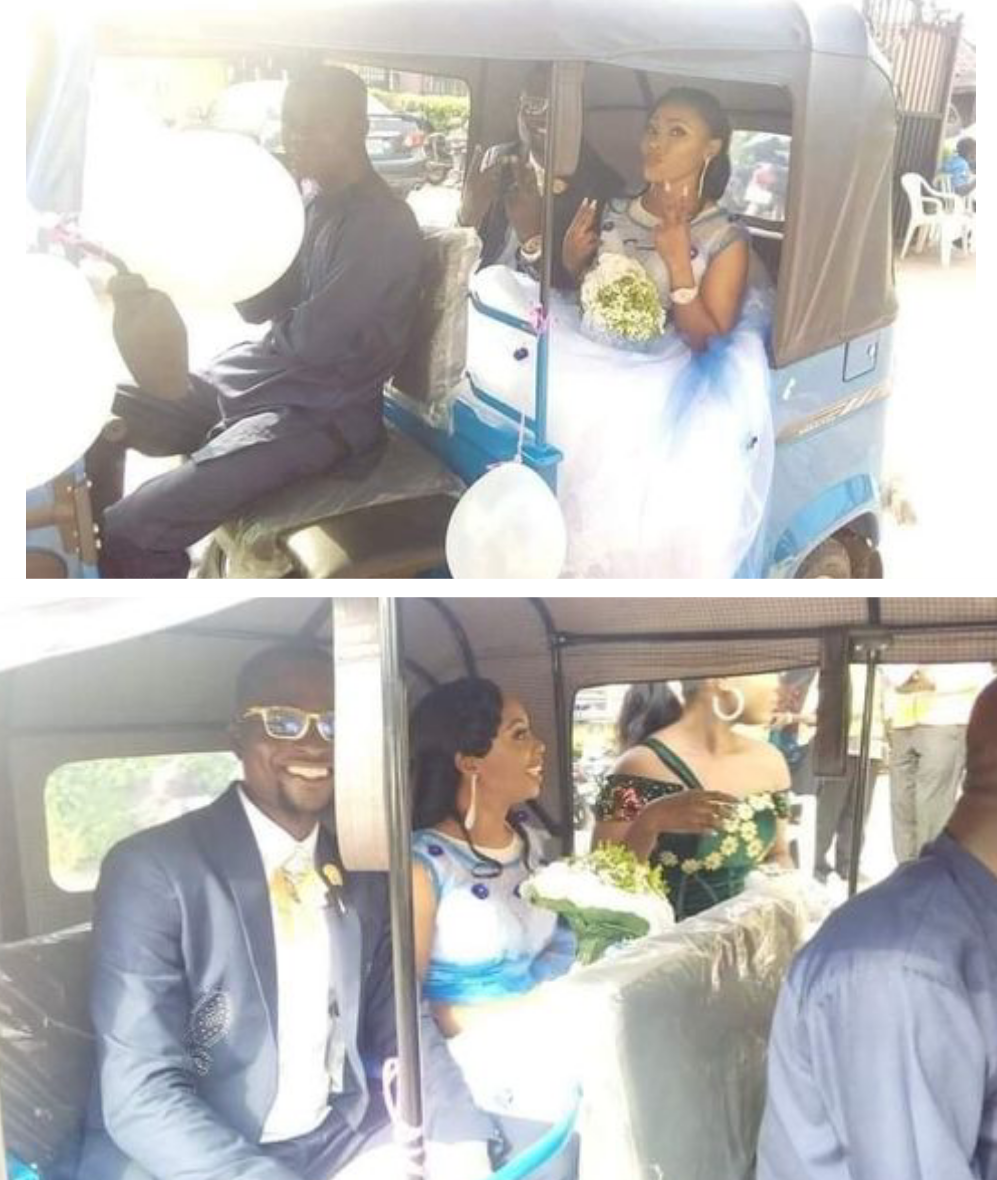 Couple arrive their wedding venue in Keke in Delta state