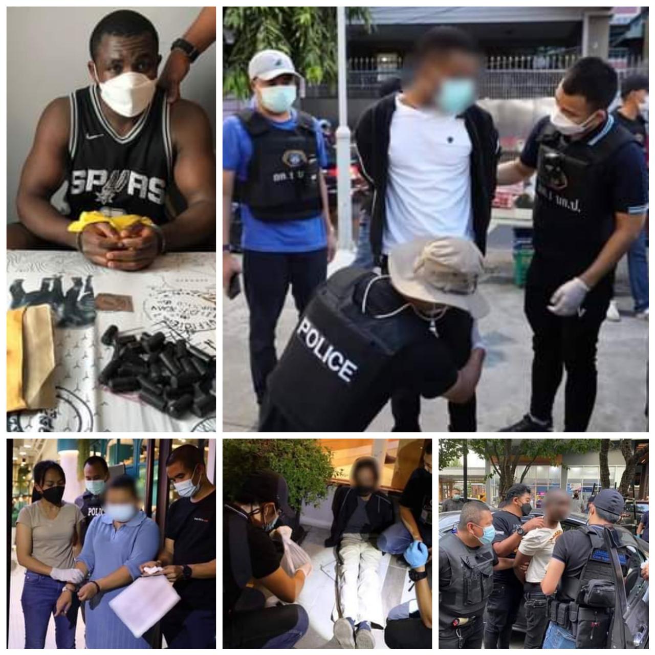 Three Nigerian men, two Thais arrested as police bust transnational cocaine trafficking ring in Bangkok