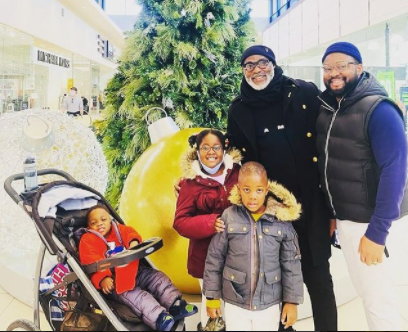 Adorable photo of veteran actor, Richard Mofe-Damijo, with his son and grandkids
