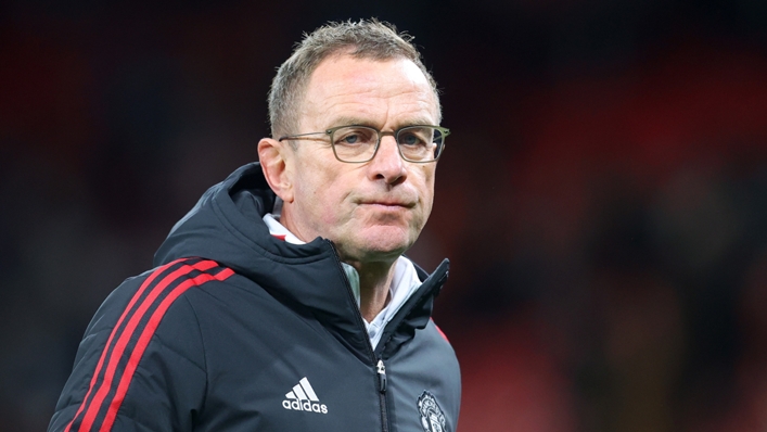 Ralf Rangnick looks on after Manchester United beat Burnley